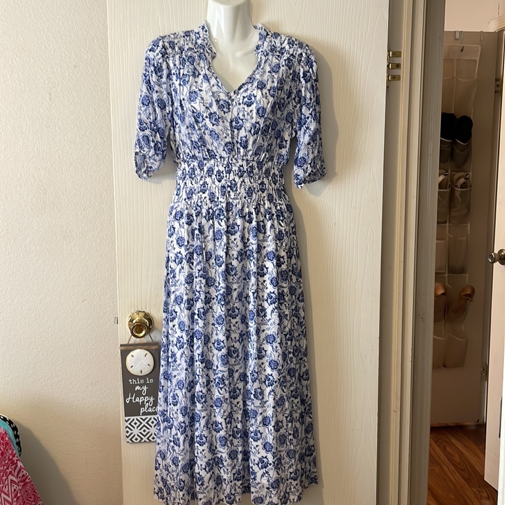 Blue and navy maxi dress